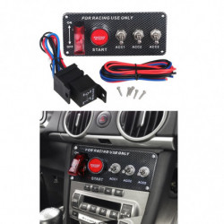 12v Bil Auto Toggle Skifter Tænding Panel Motor Start Skubbe Knap Kulstof Fiber Kontakt 3 Toggle Panel Med Indikator