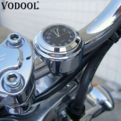 Vodool Universel 7 8 Inch Aluminium Vandtæt Chrome Luminous Motorcykel Bike Styr Mount Quartz Ur Ur