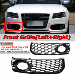 2stk Bil Tåge Lys Lampe Dække Over Bikage Mesh Hex Foran Grille Grill Til Audi A5 Sline S5 B8 Rs5 20082012 Sort