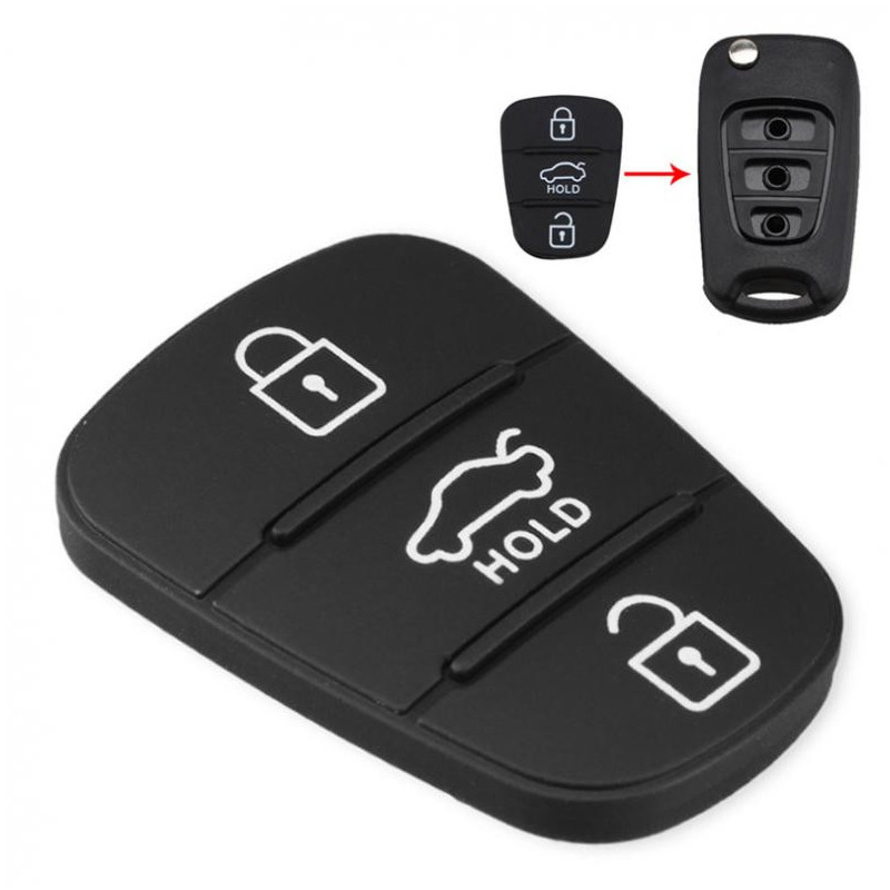 3 Knapper Gummi Pad Indsæt Udskiftning Til Hyundai Solaris Accent Tucson L10 L20 L30 Kia Rio Ceed Fjern Bil Nøgle