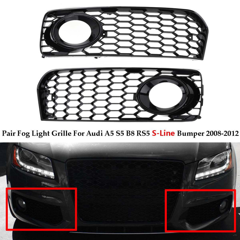 En Par Bil Tåge Lys Lampe Dække Over Bikage Mesh Hex Foran Grille Grill Til Audi A5 Sline S5 B8 Rs5 20082012