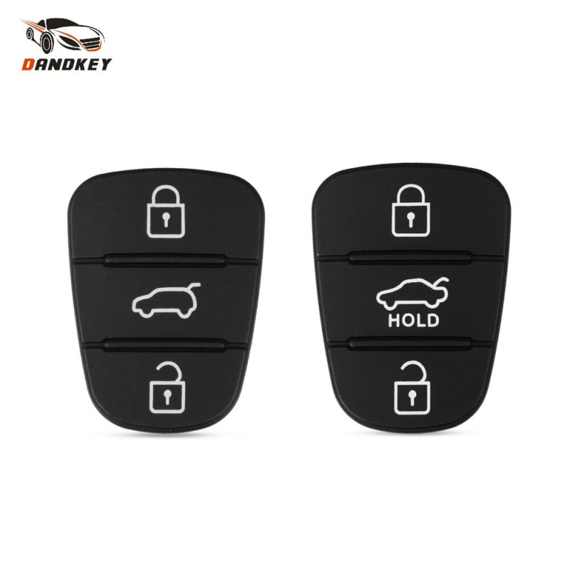 Dandkey 50x Udskiftning 3 Knapper Gummi Pad Nøgle Skal Til Hyundai I30 Ix35 Kia K2 K5 Flip Fjern Bil Nøgle Fob