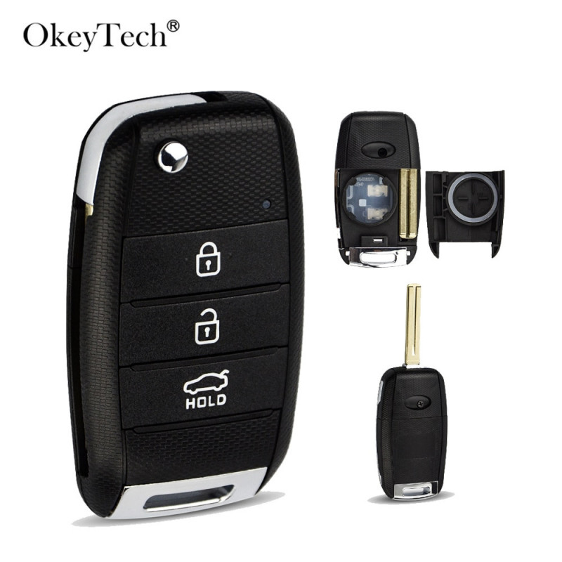 Okeytech 3button Fjern Flip Bil Nøgle Skal Til Kia K2 K3 K5 Rio 3 Hyundai Avante Udskiftning Sag Dække Over Uncut