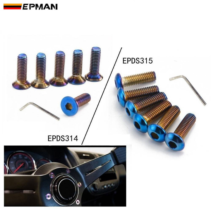 Epman 6pcs Burnt Titanium Neochrome M5x20 Styretøj Hjul Bolt Skrue Kit Passe Styretøj Hjul Arbejder Klokke Chef