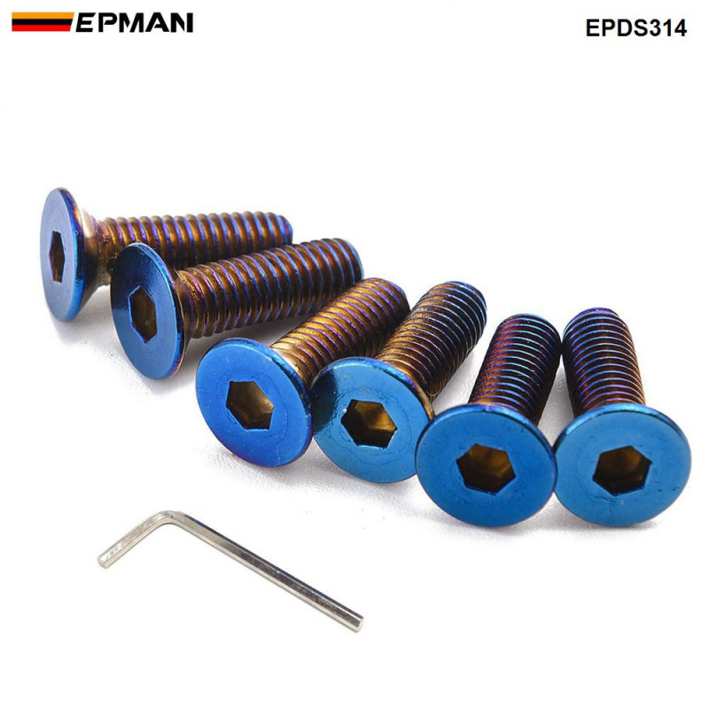 Epman 6 Stk Burnt Titanium Neochrome Rustfri Styretøj Hjul Bolt Skrue Styretøj Hjul Bolte Skrue M5x20mm Epds314