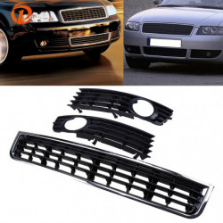 Possbay 3pcs Foran Kofanger Grille Tåge Lys Lampe Grill Dække Over Til Audi A4 B6 Sedan 2001 2002 2003 2004 2005