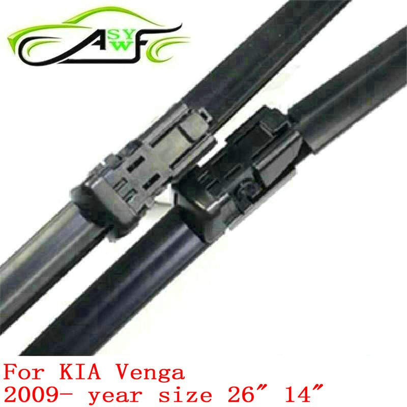 Bil Wiper Klinge Til Kia Venga 2009 Fremad 26 Inch 14 Inch Naturlig Gummi Passe Skubbe Knap Wiper Arme